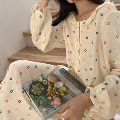 HW Studio - Long-Sleeve Flower Print Pajama Dress