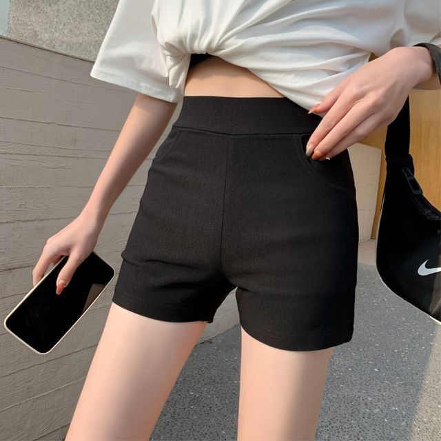 Everose-High Waist Plain Hot Pants