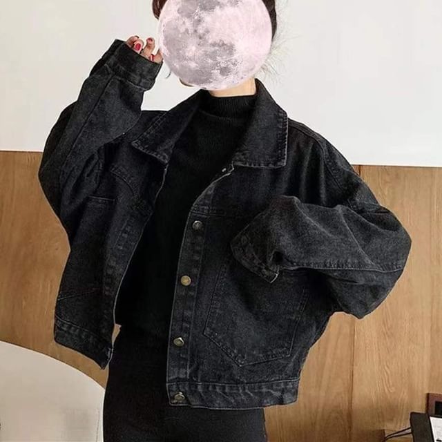 Sisyphi-Collared Denim Button-Up Jacket