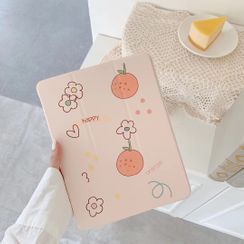 Vachie - Orange & Flower Print iPad Case