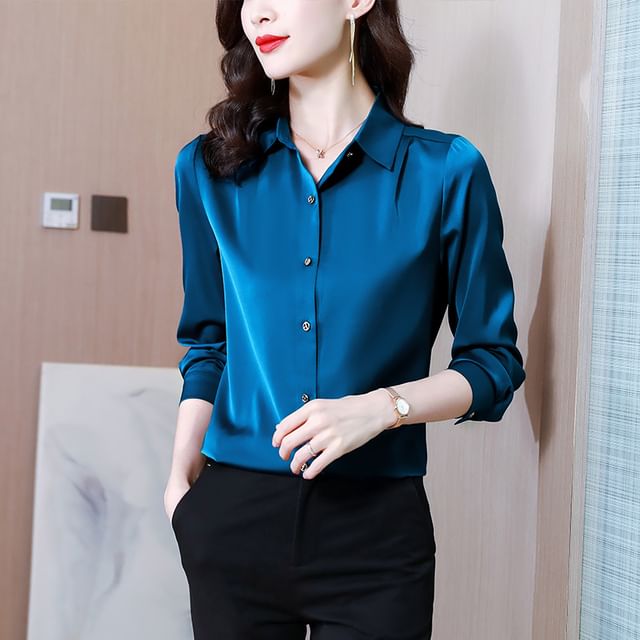 Yilda-Long-Sleeve Plain Shirt