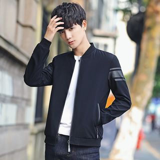 Men's Baseball Jacket Long sleeve Stand collar Zipper Slim Fit Outwear Korean D