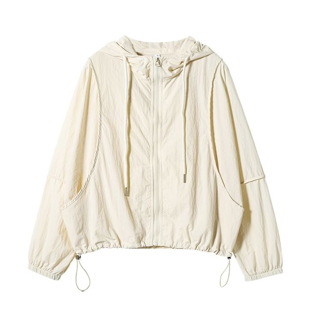 Lady Jean-Plain Drawstring Zip Jacket