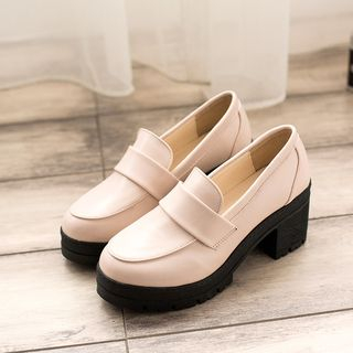 Bolitin-Mocasines con plataforma y tacón ancho