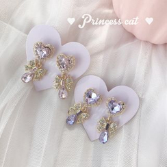 Princess Cat - Rhinestone Heart-Shaped Drop Earrings Princess Cat - Rhinestone Heart-Shaped Drop Earrings