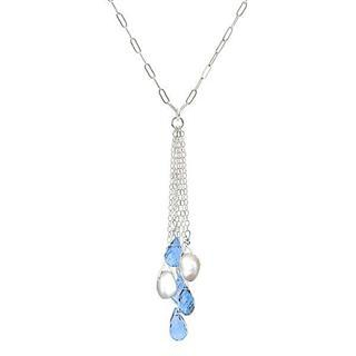 Keleo - Silver, Fresh Water Pearl, Blue Topaz Necklace | YesStyle