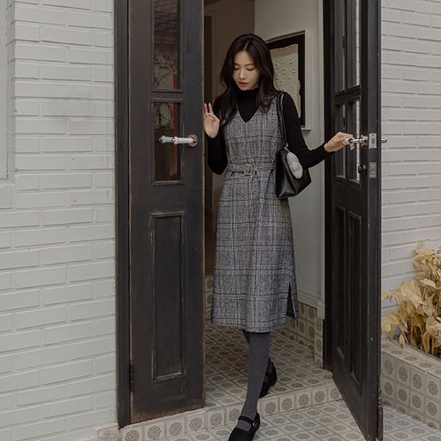 slim fit dress slacks Plaid Pinafore Dress – MINI ME AND MAMA