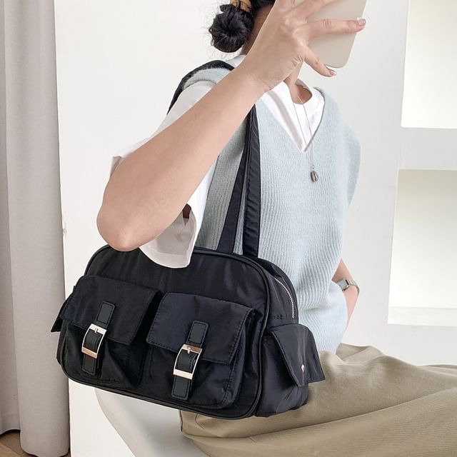 FAYLE-Plain Buckled Nylon Carryall Bag