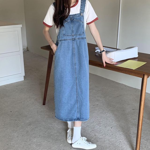 knee length dresses for ladies Girl's Blakely Denim Overall Dress