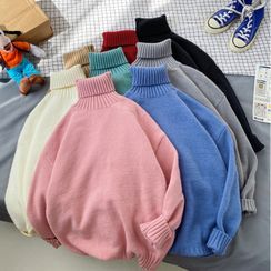 VEAZ - Turtleneck Loose-Fit Plain Knit Top VEAZ - Turtleneck Loose-Fit Plain Knit Top