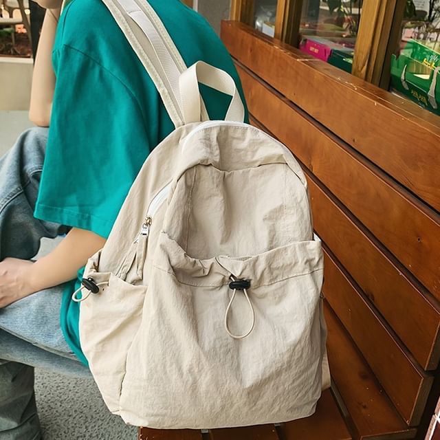 EAVALURE-Plain Drawstring Backpack