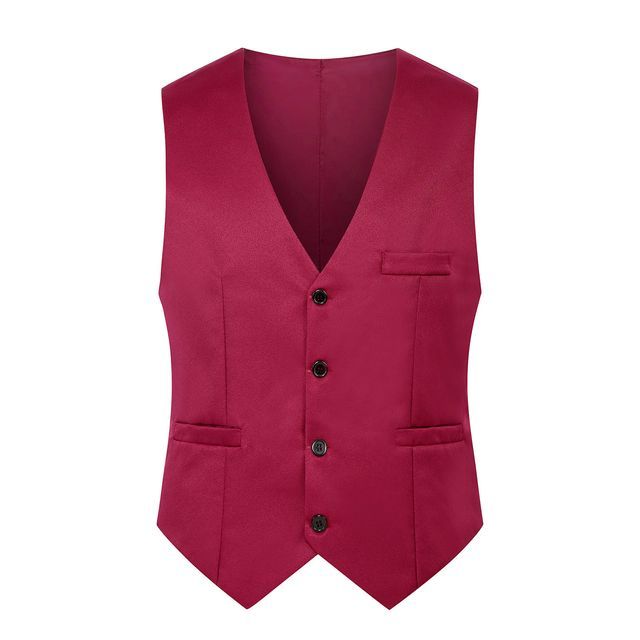 YIKES-V-Neck Plain Single-Breasted Vest