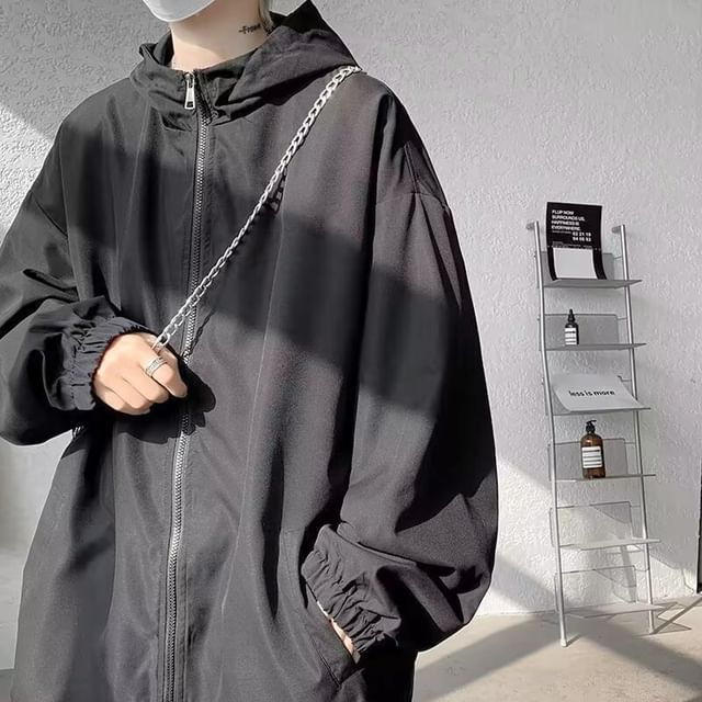 Urtishia-Plain Zip Jacket