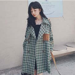 Ariadne - Double Breasted Plaid Trench Jacket
