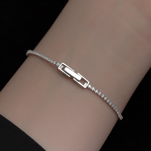 A-ROCH-Sterling Silver Rhinestone Bracelet