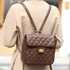 Quien - Mini Quilted Faux Leather Backpack Quien - Mini Quilted Faux Leather Backpack