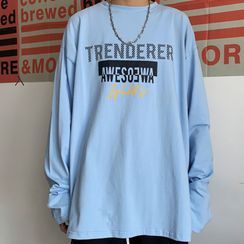 Porstina - Lettering Long-Sleeve Round Neck T-Shirt Porstina - Lettering Long-Sleeve Round Neck T-Shirt
