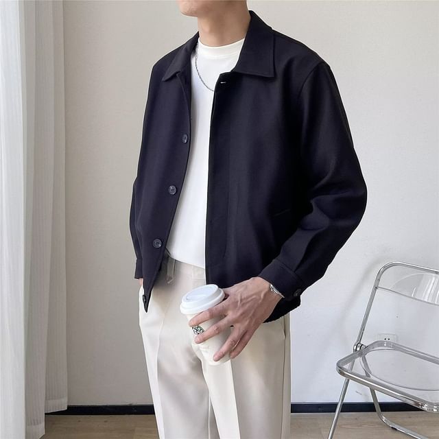 DuckleBeam-Lapel Collar Plain Single Breasted Jacket