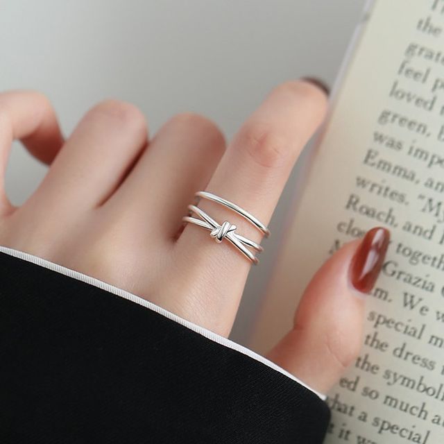 pexrl jewelry-Knot Layered Open Ring