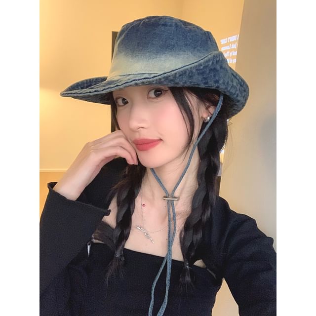 CIMAO-Gradient Washed Denim Boonie Hat