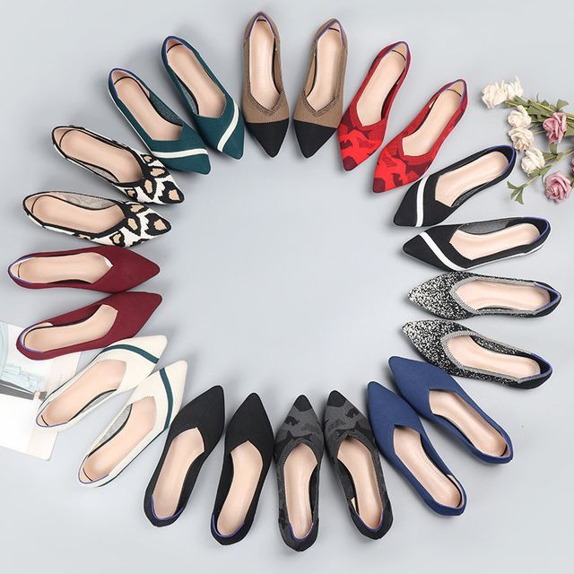 FRAISO-Pointy-Toe Knit Flats