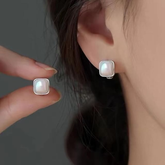Toinianimos-925 Sterling Silver Square Stud Earring