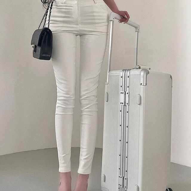 RainGirl-High Waist Plain Skinny Pants