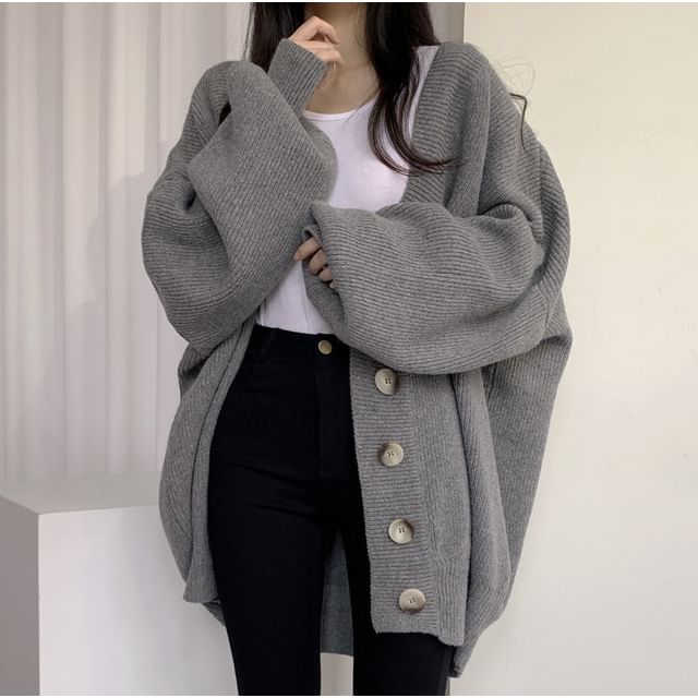 Sienne-V-Neck Plain Cardigan