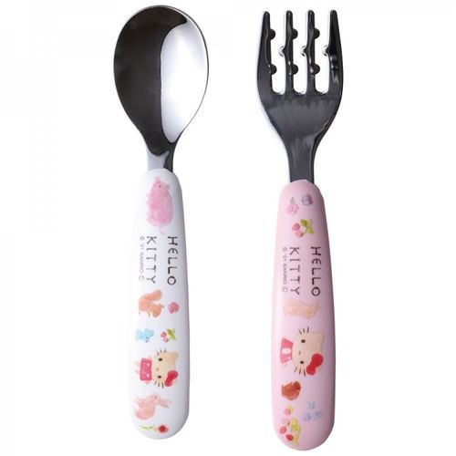 Skater Hello Kitty Cutlery Set with Case As Shown in Figure One Size