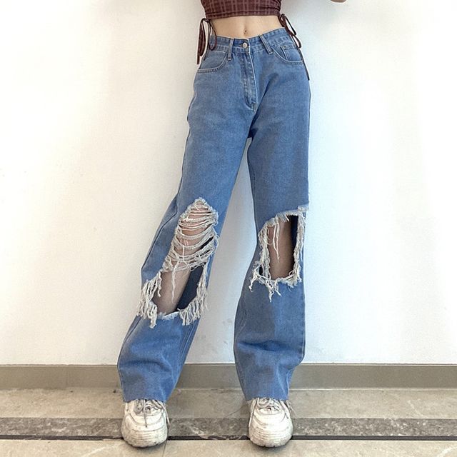 Honet - Distressed Straight Leg Jeans | YesStyle