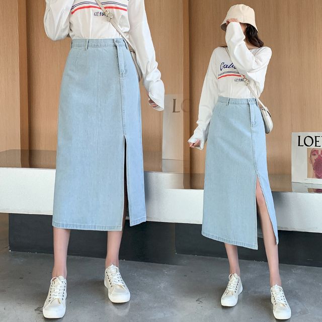  Denim Midi Skirt 