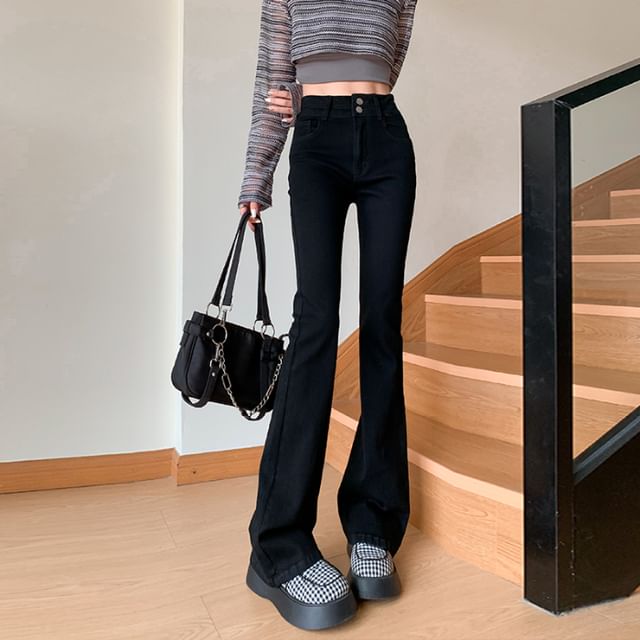Dragan Pulse-High Waist Washed Bootcut Jeans Various Designs