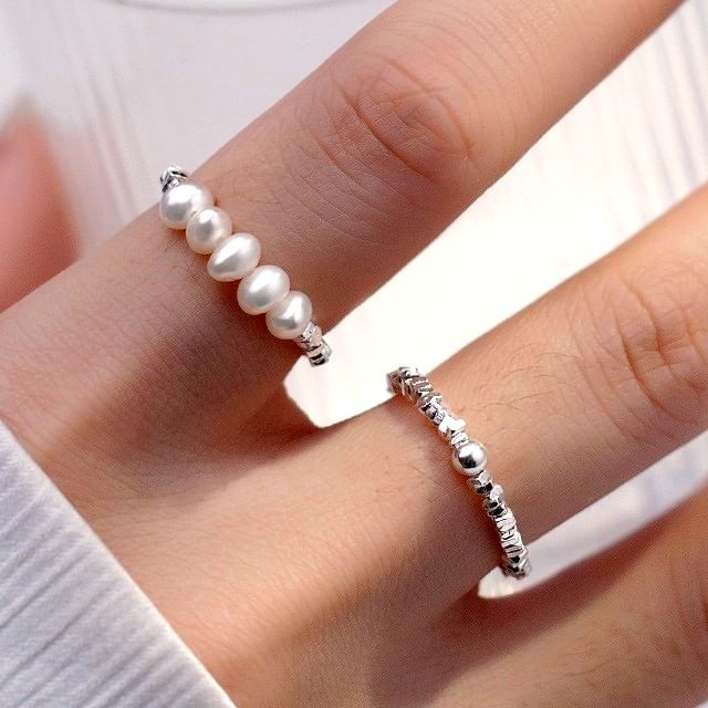 A-ROCH-925 Sterling Silver Beaded Ring