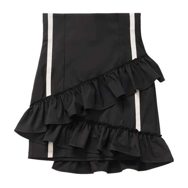 Couple Matching Short-Sleeve Color Block Drawstring Zip Jacket / High Waist  Shorts / Ruffled asymmetrical Mini A-Line Skirt / / Hooded Drawstring Crop 
