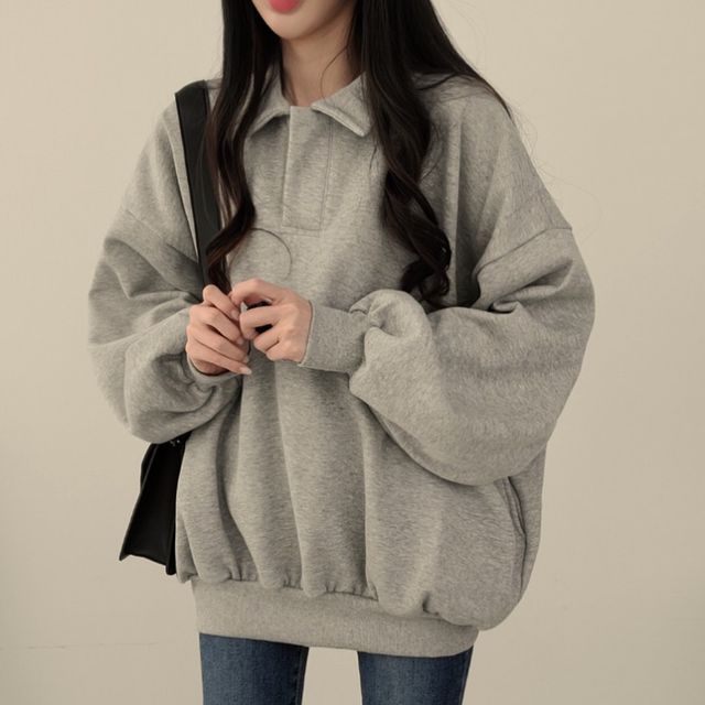 MIKIGA-Einfarbiges übergroßes Rollkragen-Sweatshirt