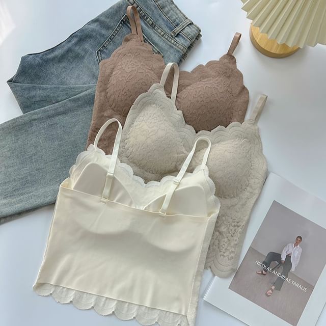 DIYI-Scallop Edge Lace Bra Top