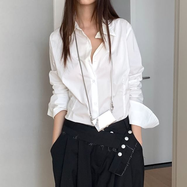 Striinkie-Long-Sleeve Plain Shirt
