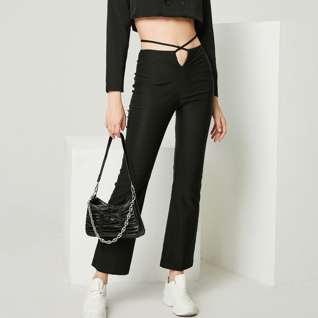 YS by YesStyle - High-Waist Lace-Up Boot-Cut Pants