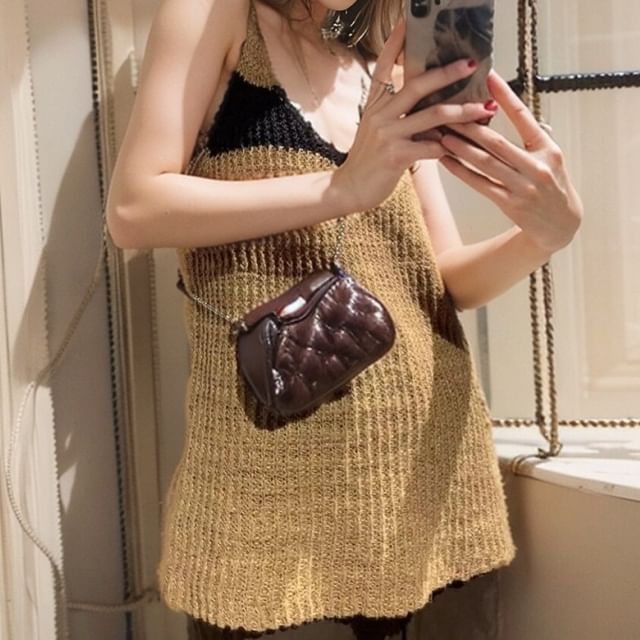 GOUB-Two-Tone Knit Cami Top