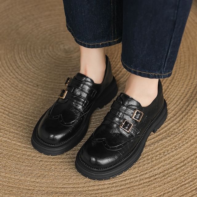 Cinnabelle-Platform Wingtip Monk Strap Shoes