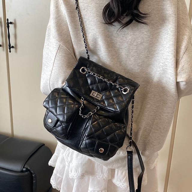 black quilted faux leather backpack Like Dreams Amara Mini Michael Kors Erin Medium Quilted Vegan Faux Leather Backpack in black with silver Trekado Quilted Backpack Purse –
