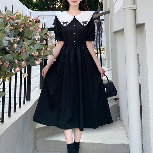 chinese dress ladies Formal Fitted Dress With White Collar main image 0