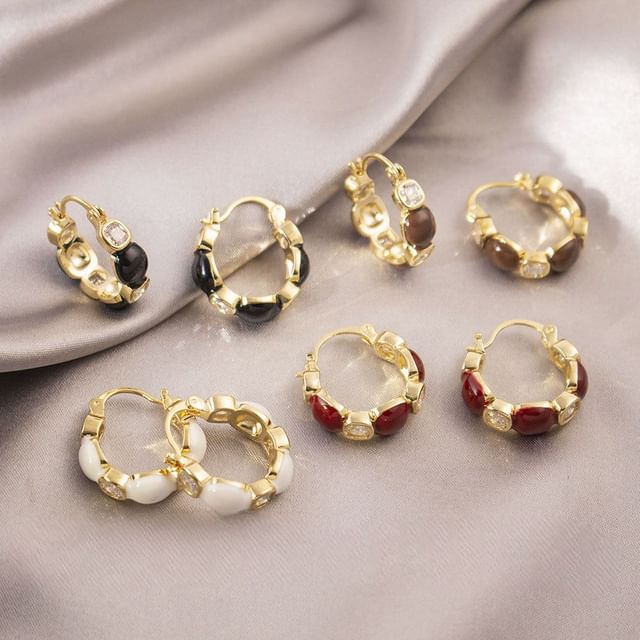 Gaya-Glaze Rhinestone Alloy Hoop Earring