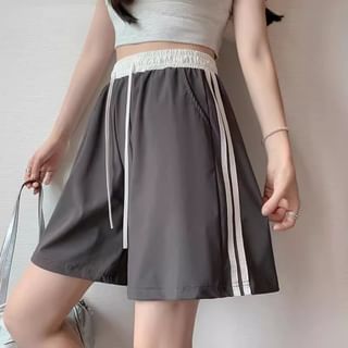 Rosesand High Waist Color-Block Striped Wide-Leg Sweat Shorts Sale