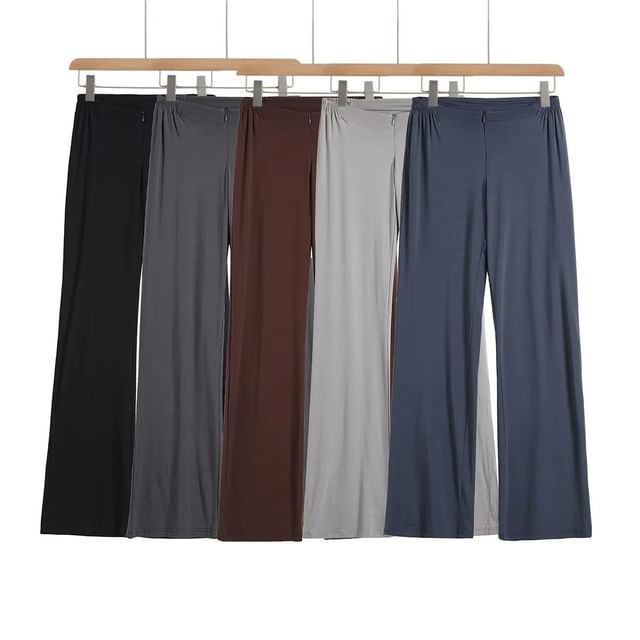 Asiris-High Rise Plain Wide Leg Pants