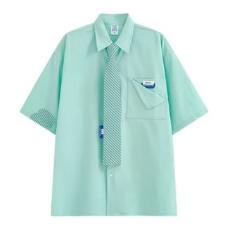 Urtishia-Elbow-Sleeve Pocketed Shirt