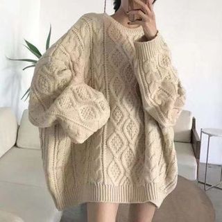 Meatacci - Cable-Knit Oversized Sweater | YesStyle