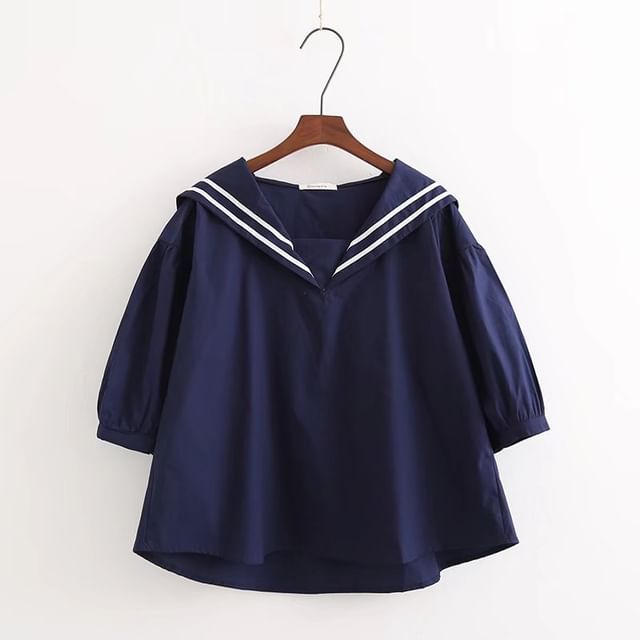 Suzette-34-Sleeve Sailor Collar Blouse