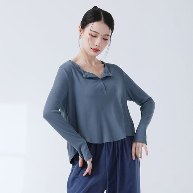 femmal-Long-Sleeve Plain Dancing Top