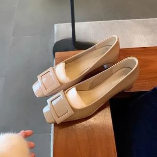 FRAISO-Square Toe Buckled Chunky Heel Pumps